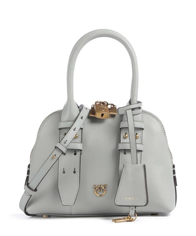 PINKO BORSA BOWLING ESCAPE MINI-Grigio Perla/Antique Gold