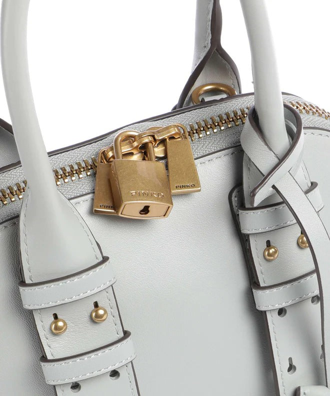 PINKO BORSA BOWLING ESCAPE MINI-Grigio Perla/Antique Gold