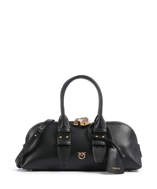 PINKO BORSA BOWLING ESCAPE HORIZONTAL-Nero/Antique Gold