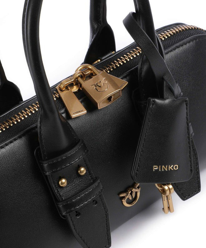 PINKO BORSA BOWLING ESCAPE HORIZONTAL-Nero/Antique Gold