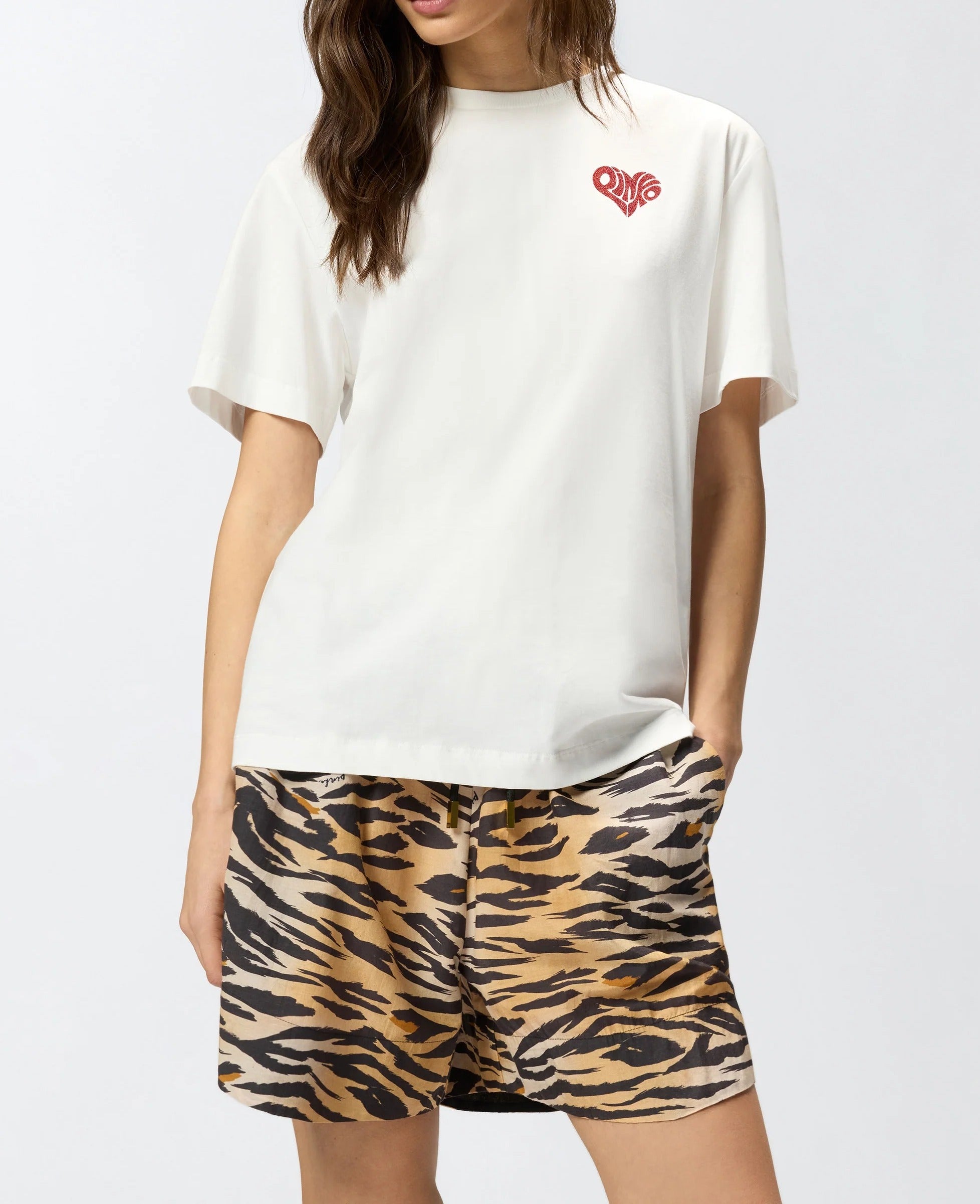 PINKO T-SHIRT STREPITOSO Amore-Bianco