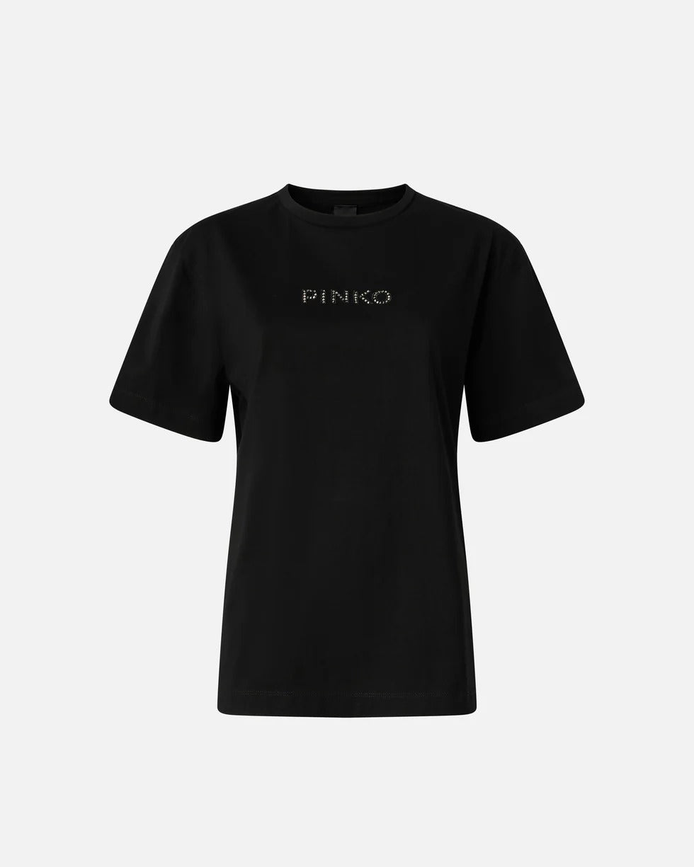PINKO T-SHIRT STREPITOSO More Strass-Nero