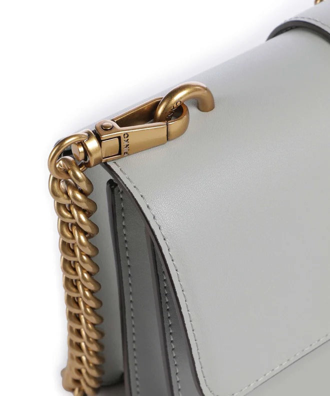 PINKO BORSA LOVE ONE MINI-Grigio Perla/Antique Gold