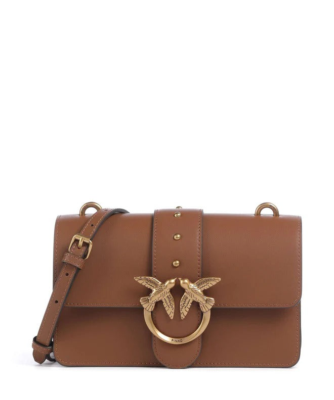 PINKO BORSA LOVE ONE MINI-Marrone/Antique Gold