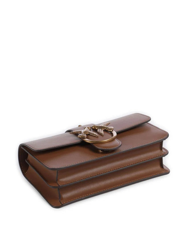 PINKO BORSA LOVE ONE MINI-Marrone/Antique Gold