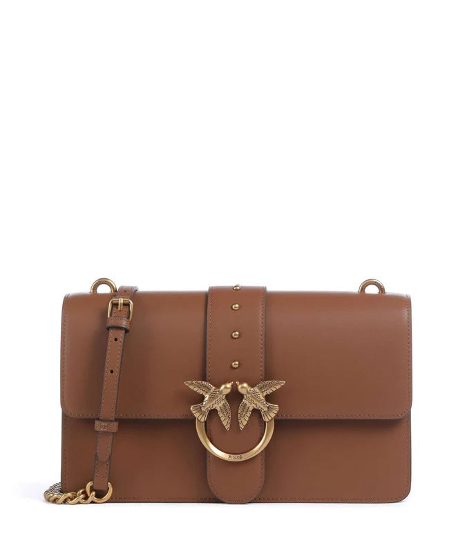 PINKO BORSA LOVE ONE CLASSIC-Marrone/Antique Gold