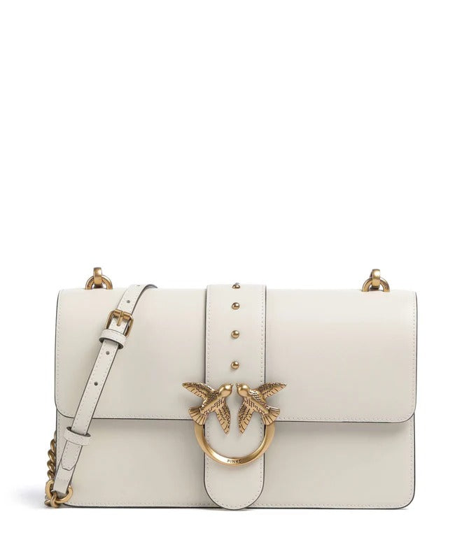 PINKO BORSA LOVE ONE CLASSIC-Bianco/Antique Gold