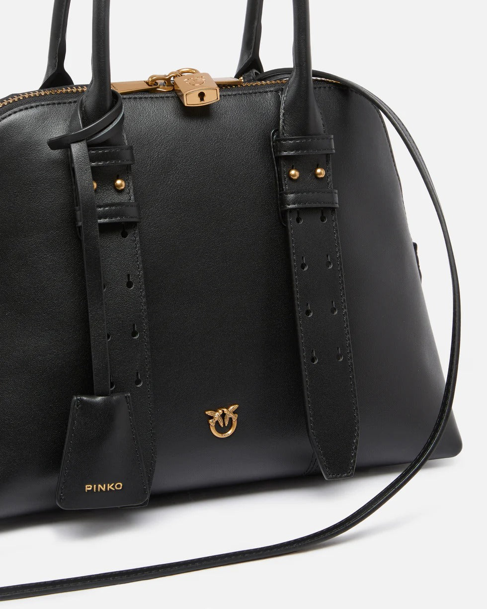 PINKO Borsa BOWLING ESCAPE MEDIUM-Nero/Antique Gold
