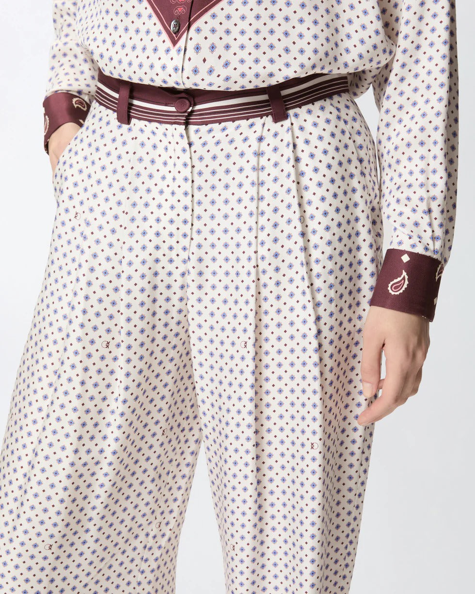 PINKO Pantalone RUTH-Multicolor Bianco/Bordeaux/Azzurro