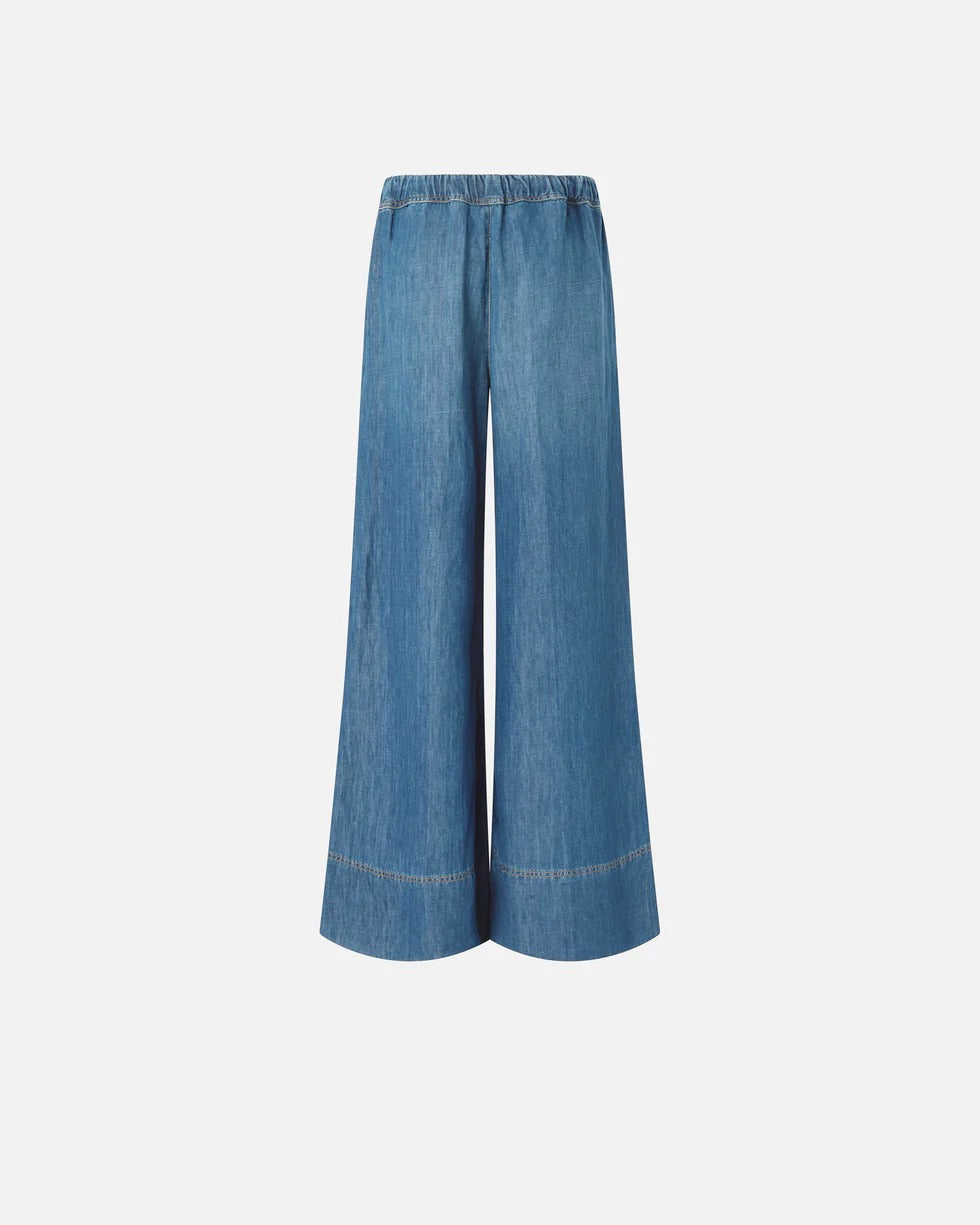 PINKO PANTALONE SPIAGGIA Wide Leg-Azzurro