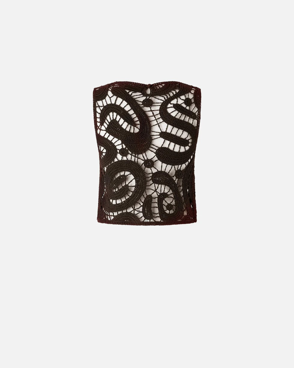 PINKO Top Eruzione Crochet-Marrone
