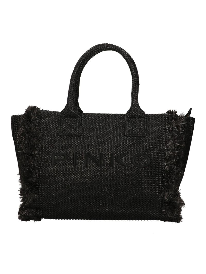 PINKO Borsa SHOPPER BEACH RAFFIA-Nero