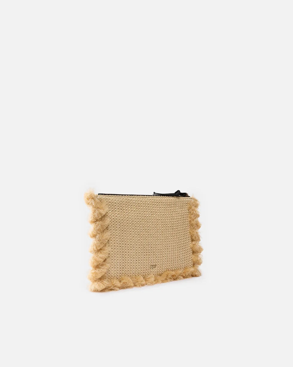 PINKO BORSA FLAT RAFFIA-Beige