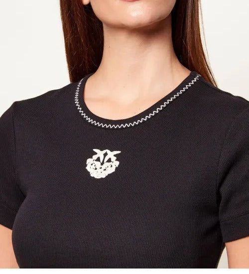 PINKO T-SHIRT BRUGHERIO-Nero/Bianco