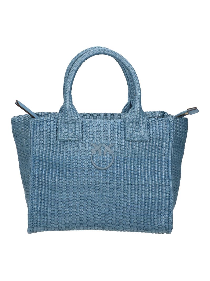 PINKO Borsa SHOPPER BEACH RAFFIA MINI-Azzurro