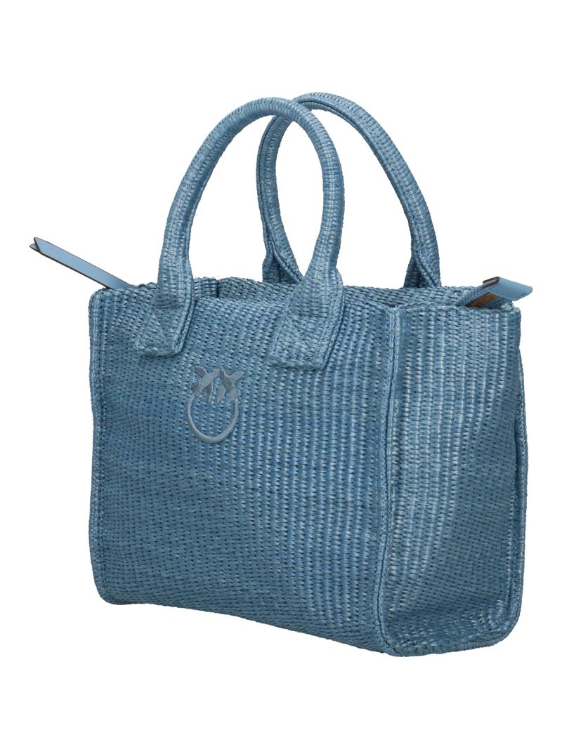 PINKO Borsa SHOPPER BEACH RAFFIA MINI-Azzurro