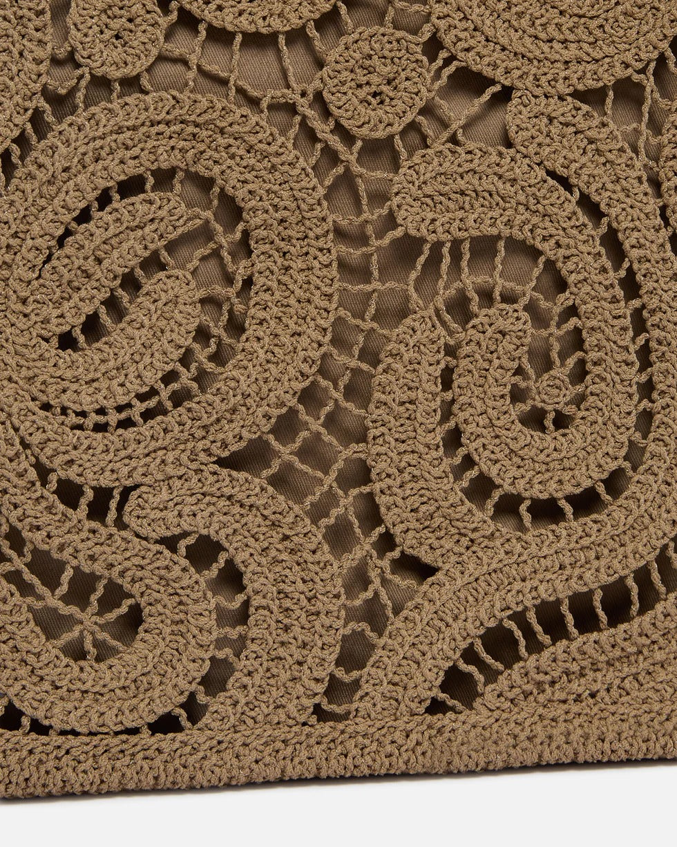 PINKO Borsa SHOPPER CROCHET GEOMETRICO-Marrone