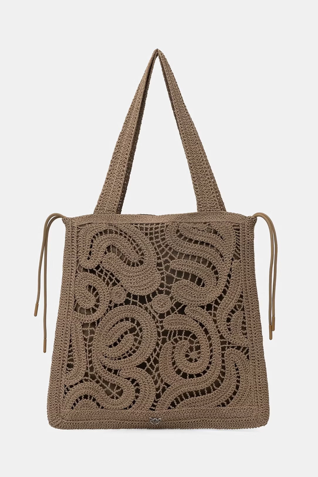 PINKO Borsa SHOPPER CROCHET GEOMETRICO-Marrone