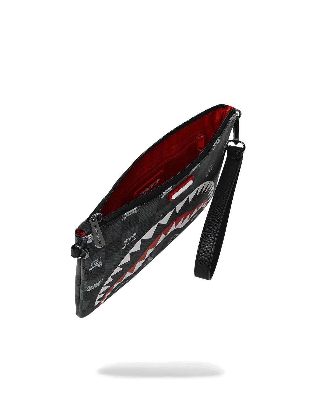 SPRAYGROUND Pochette PEEKING CHARACTER CHECK-Nero Grigio