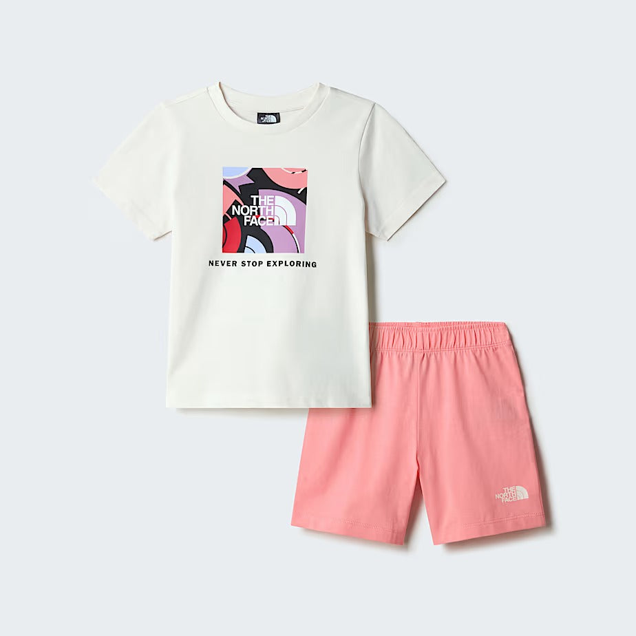 THE NORTH FACE SET T-Shirt e Shorts Unisex Bambino Nse Box Play-White Dune/Coral Crush