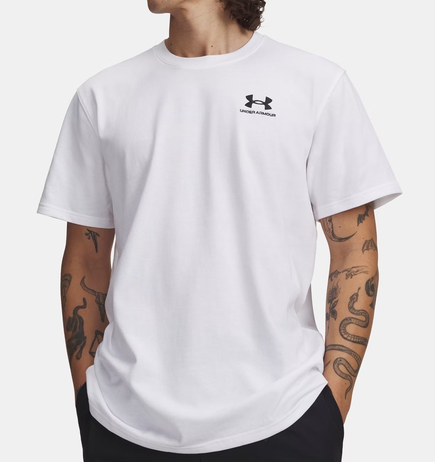 Under Armour T-Shirt Uomo Embroidered Heavyweight-White