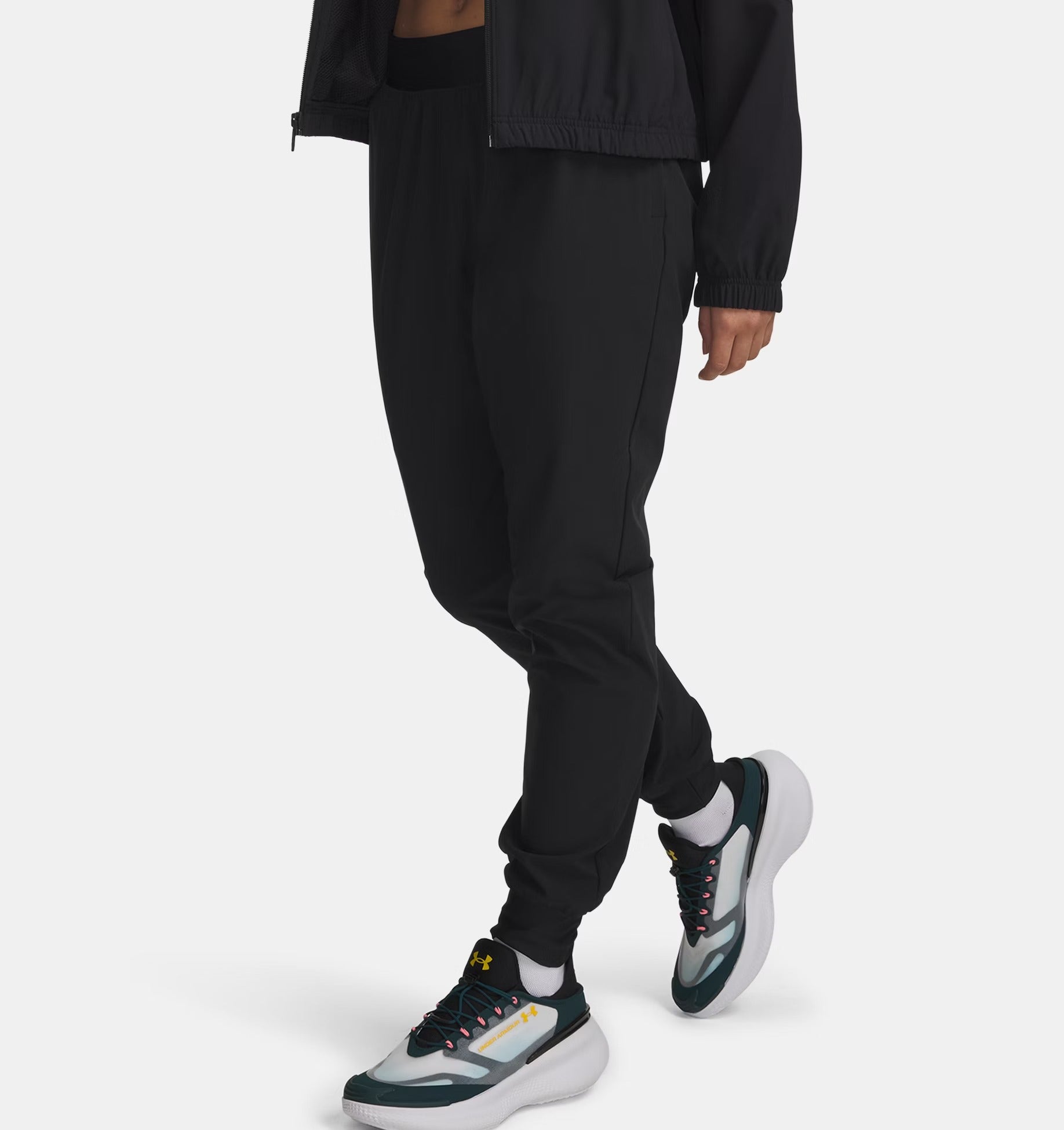 UNDER ARMOUR Jogger Donna RIVAL HIGH RISE WOVEN-Black White