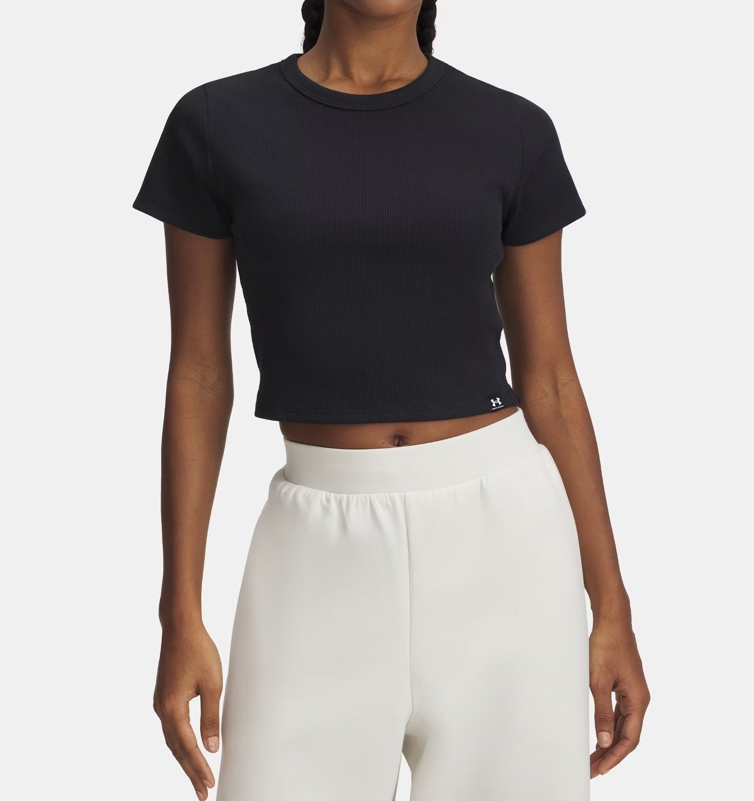 UNDER ARMOUR T-Shirt Donna RIVAL RIB BABY-Black White