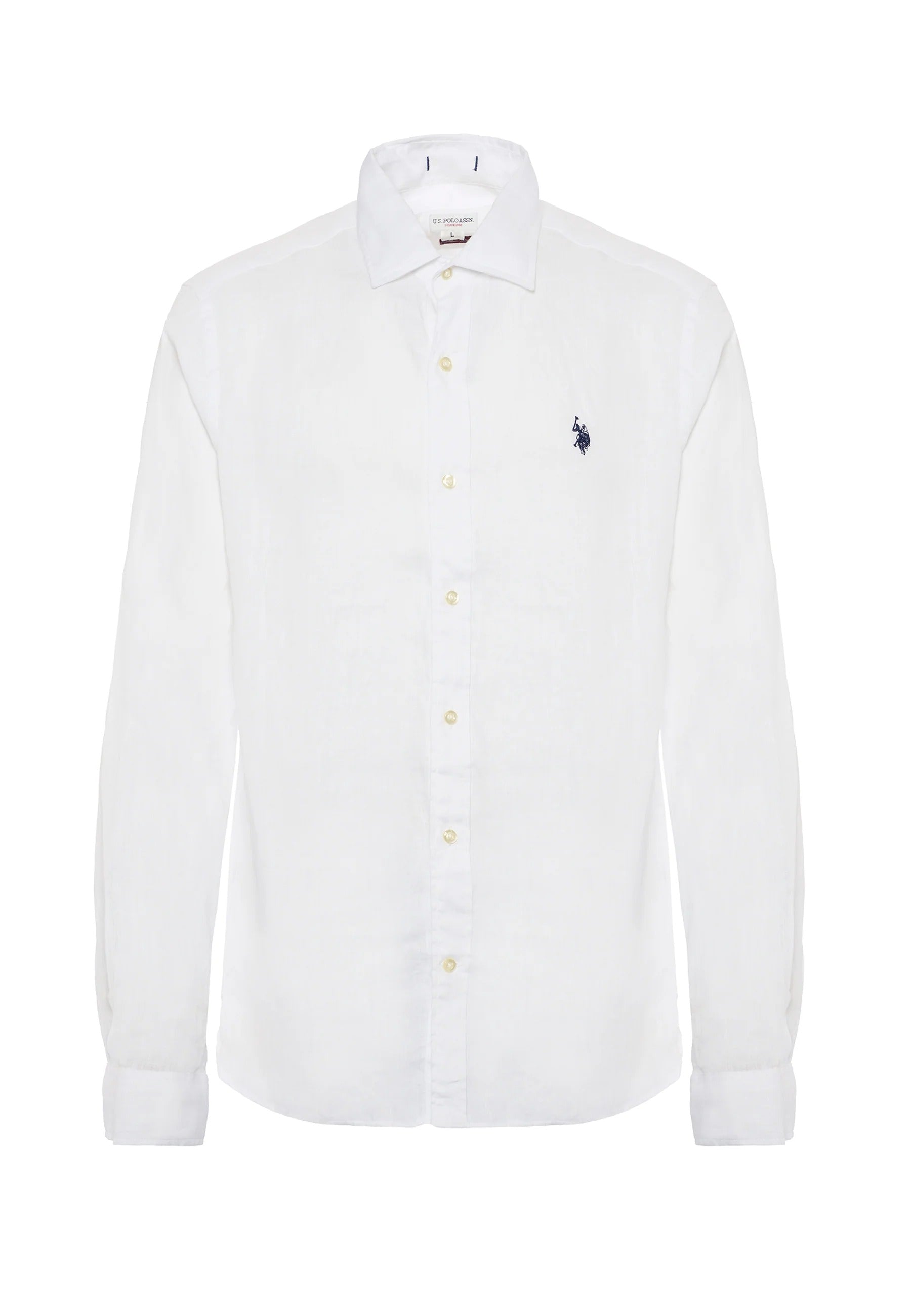 U.S. POLO ASSN. Camicia Uomo Lino Slim Fit-Bianco
