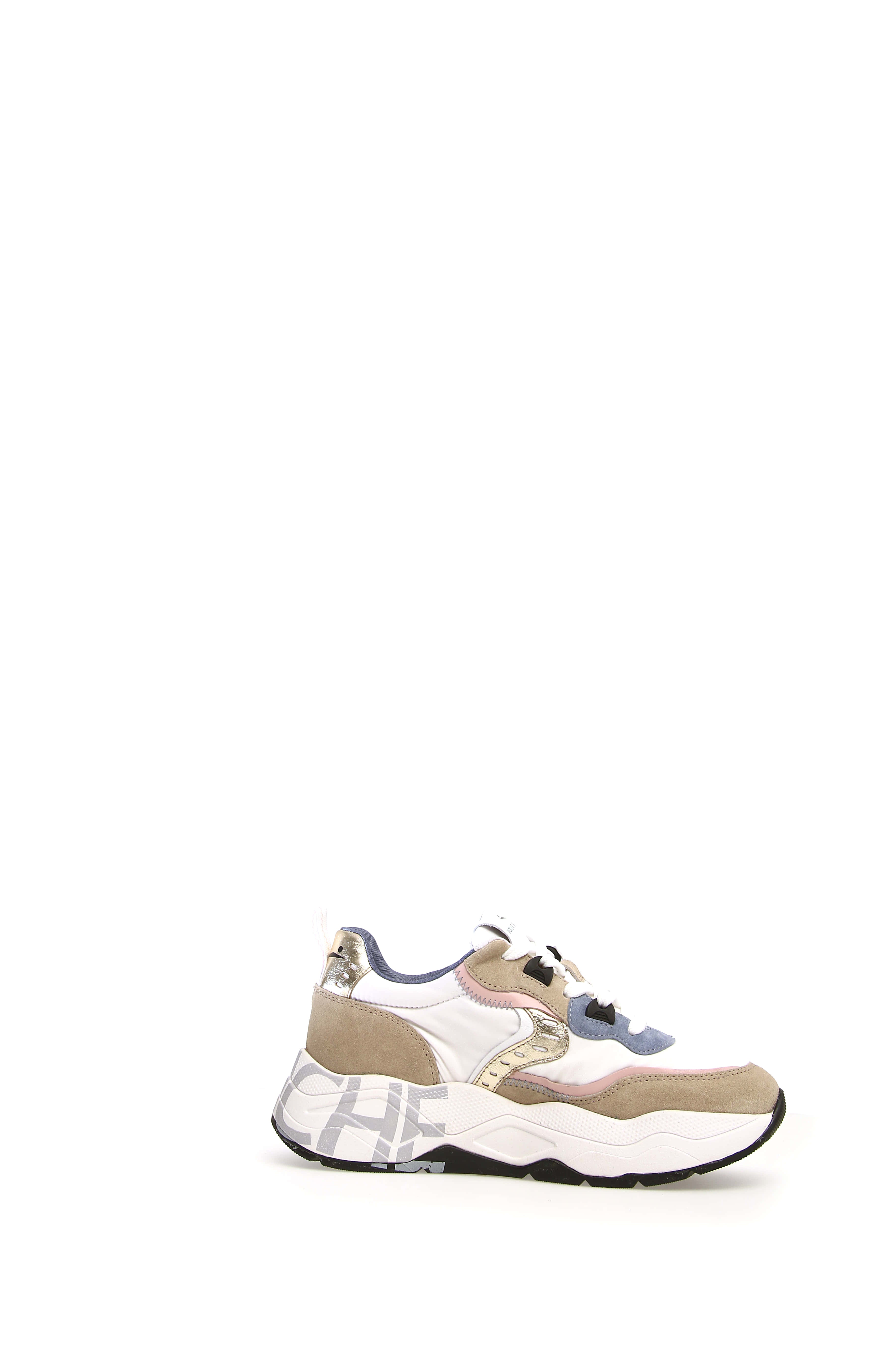 VOILE BLANCHE Sneaker Donna Club 105-Bianco/Beige/Azzurro