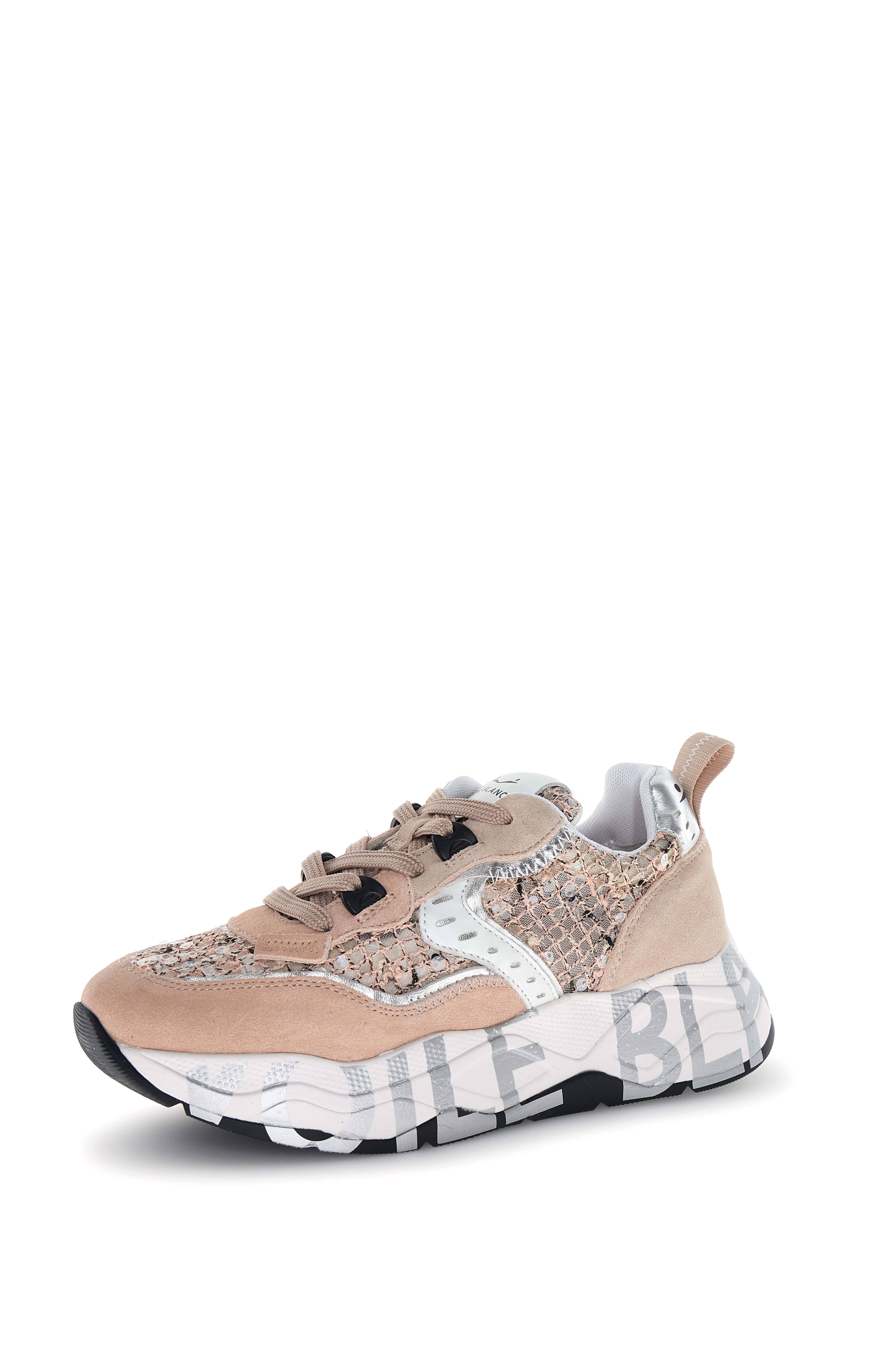VOILE BLANCHE Sneaker Donna Club 105-Rosa/Bianco/Argento