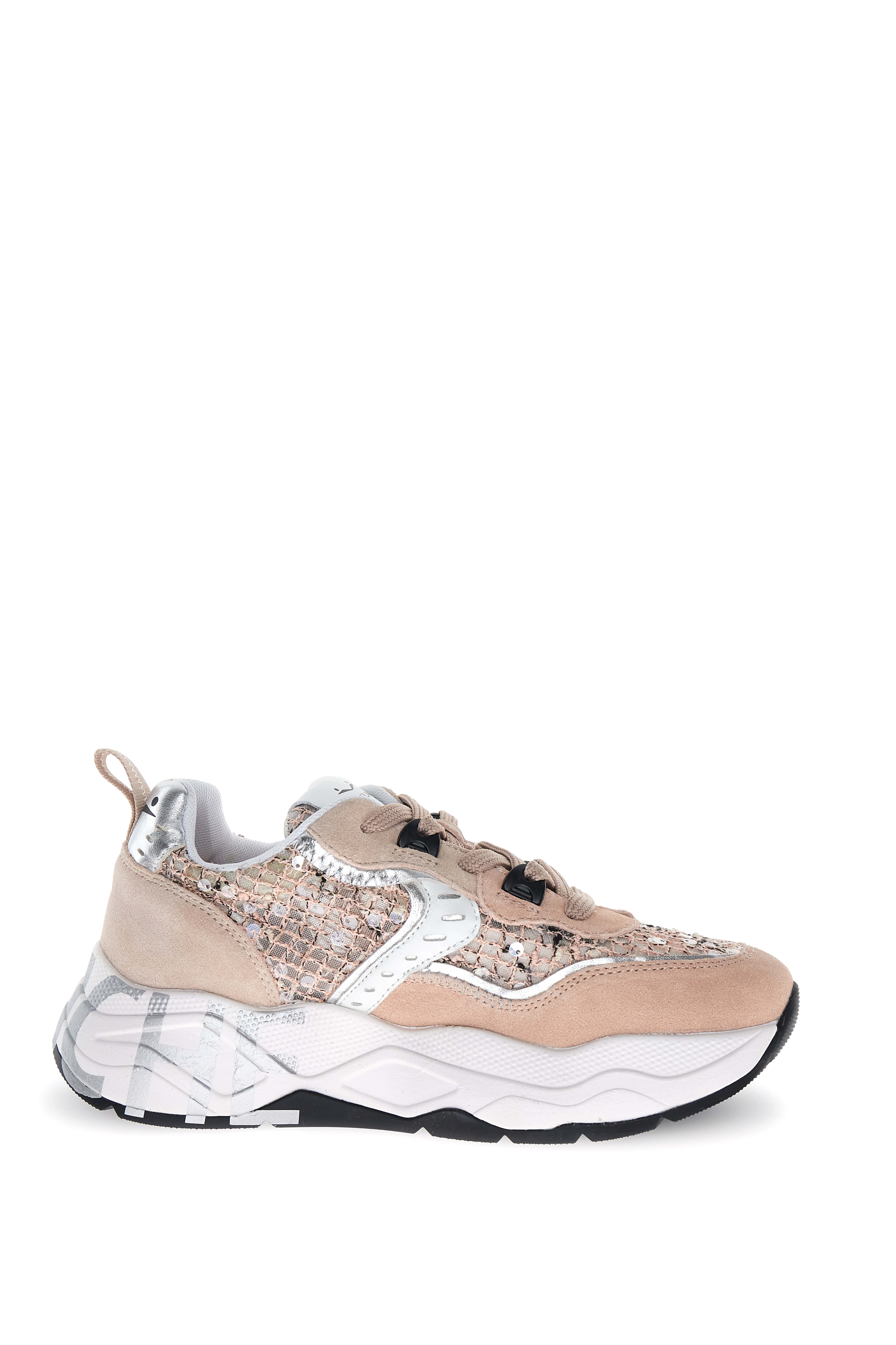 VOILE BLANCHE Sneaker Donna Club 105-Rosa/Bianco/Argento