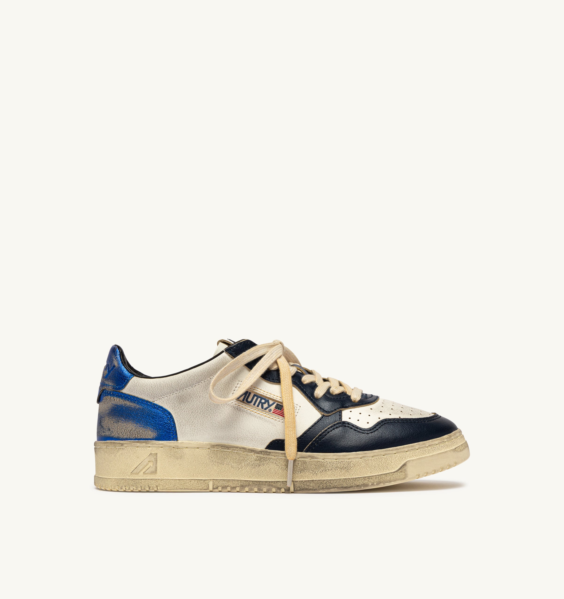 AUTRY Sneaker Uomo Medalist Low Super Vintage-White Space Blue Blue