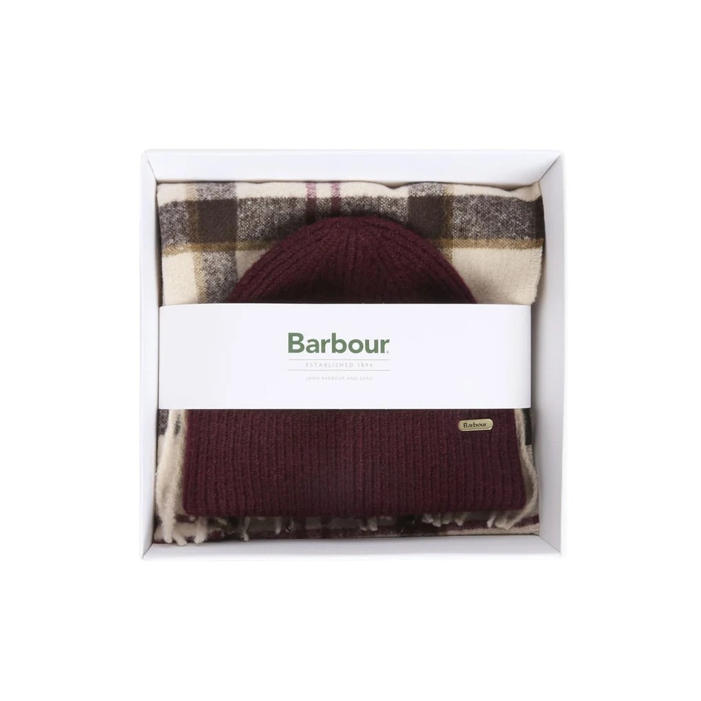 BARBOUR Set Donna Berretto Sciarpa OLIVIA-Light Muted Tartan