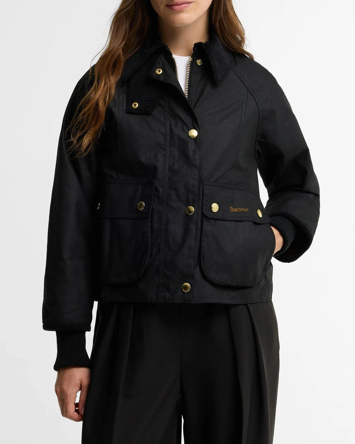 BARBOUR Giacca Donna BEADNELL WAX Crop-Black Classic