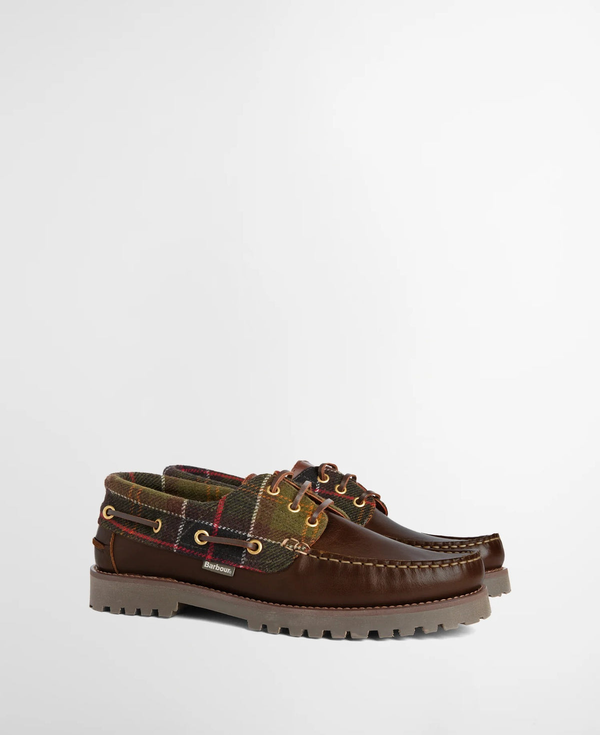 BARBOUR Scarpa Uomo BOAT SHOE Re-Engineered-Brown/Classic Tartan