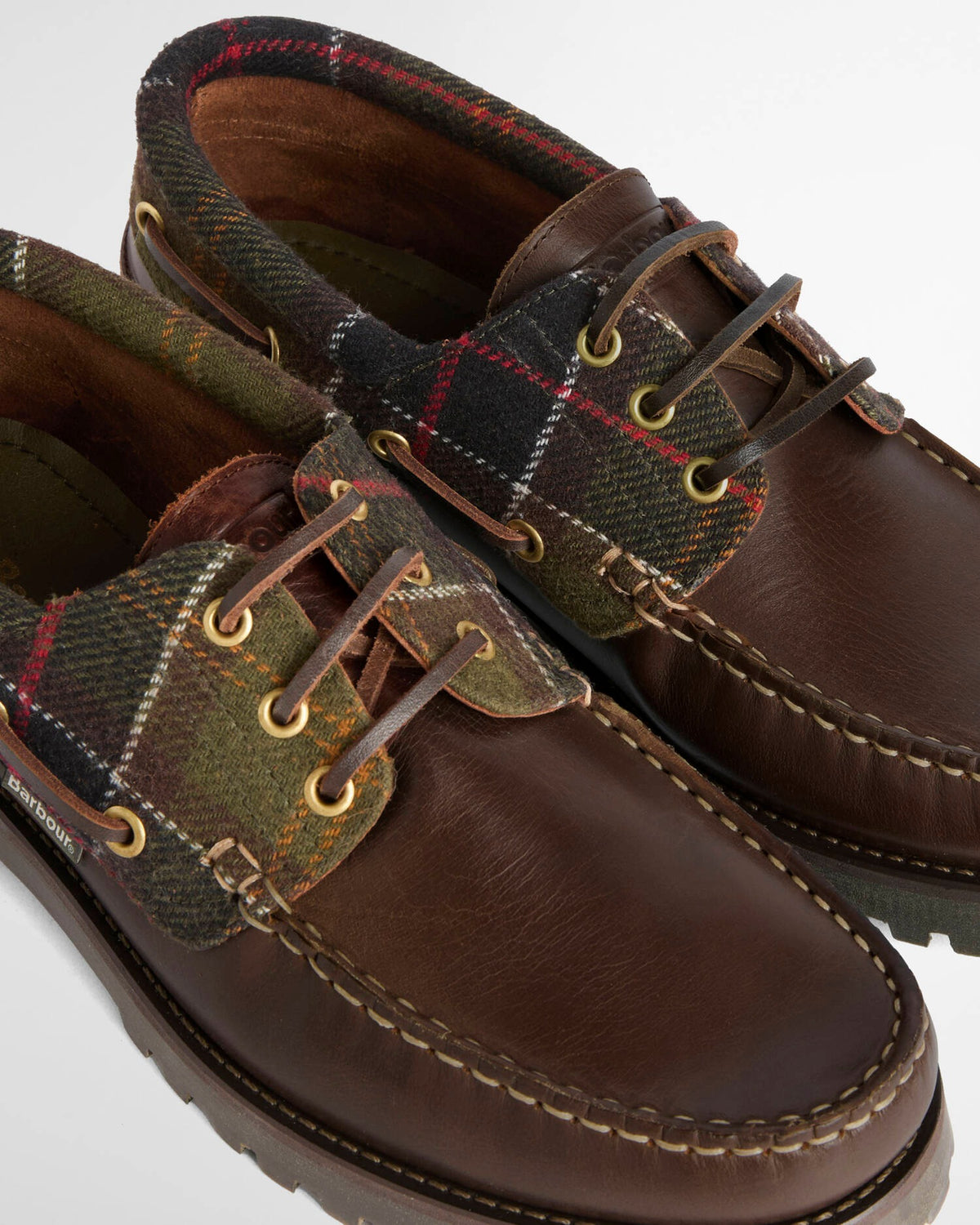 BARBOUR Scarpa Uomo BOAT SHOE Re-Engineered-Brown/Classic Tartan