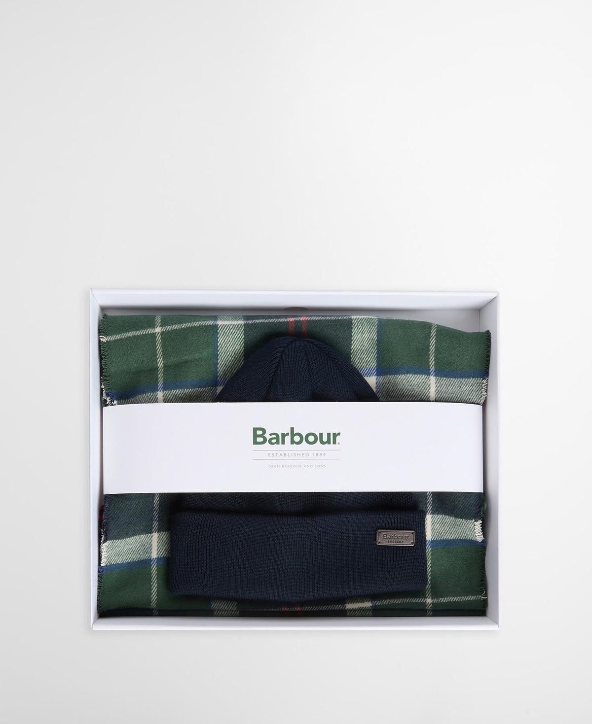 BARBOUR Set Regalo Uomo Berretto Swinton e Sciarpa Galingale-Evergreen