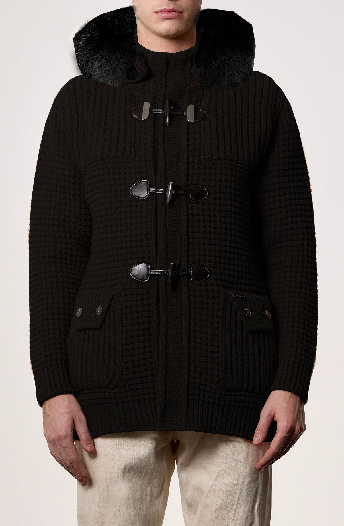 BARK Giubbotto Uomo SHORT DUFFLE COAT W/MURMASKY-Nero