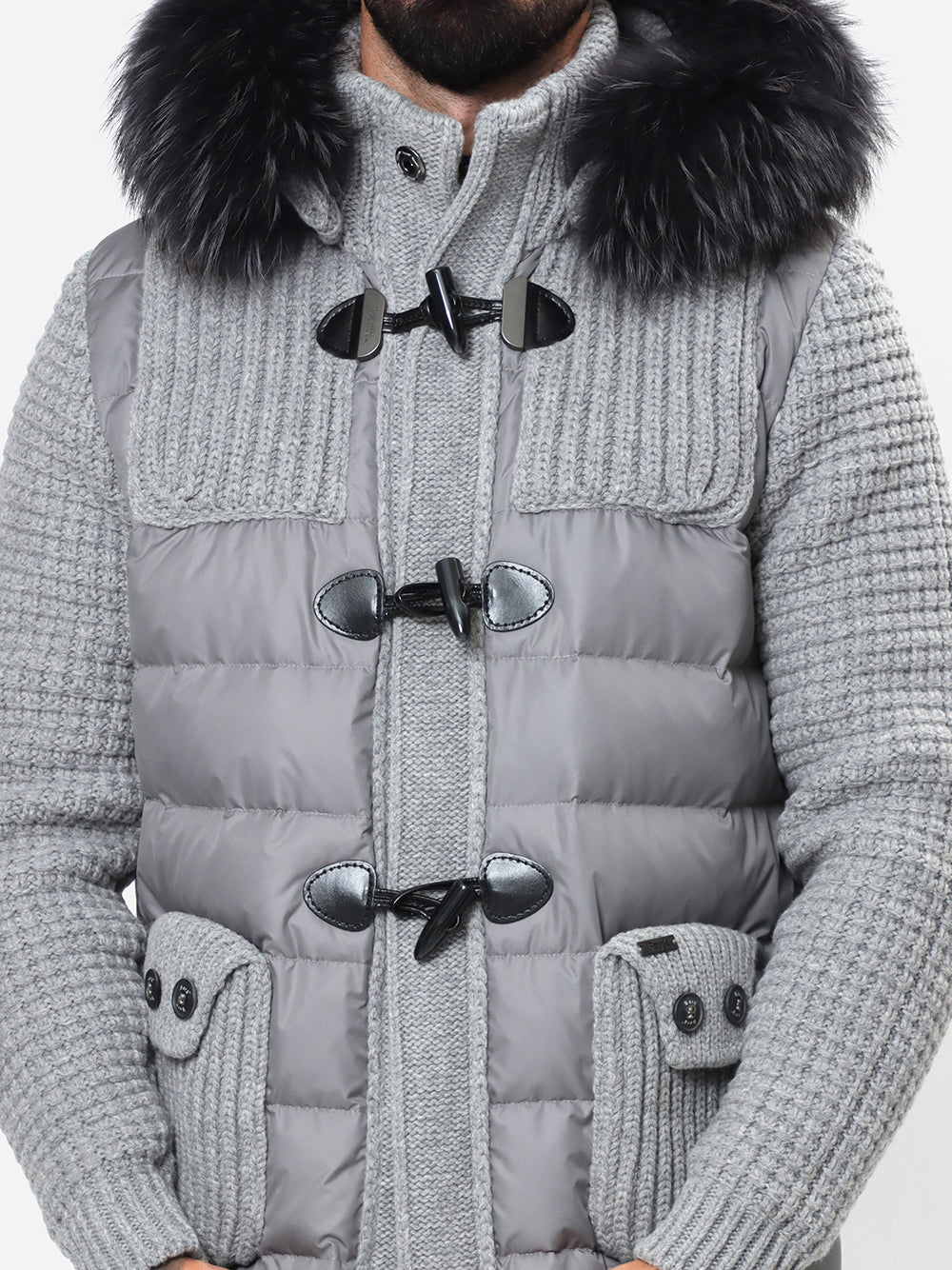 BARK Giubbotto Uomo SHORT DOWN DUFFLE COAT W/MURMASKY-Light Grey