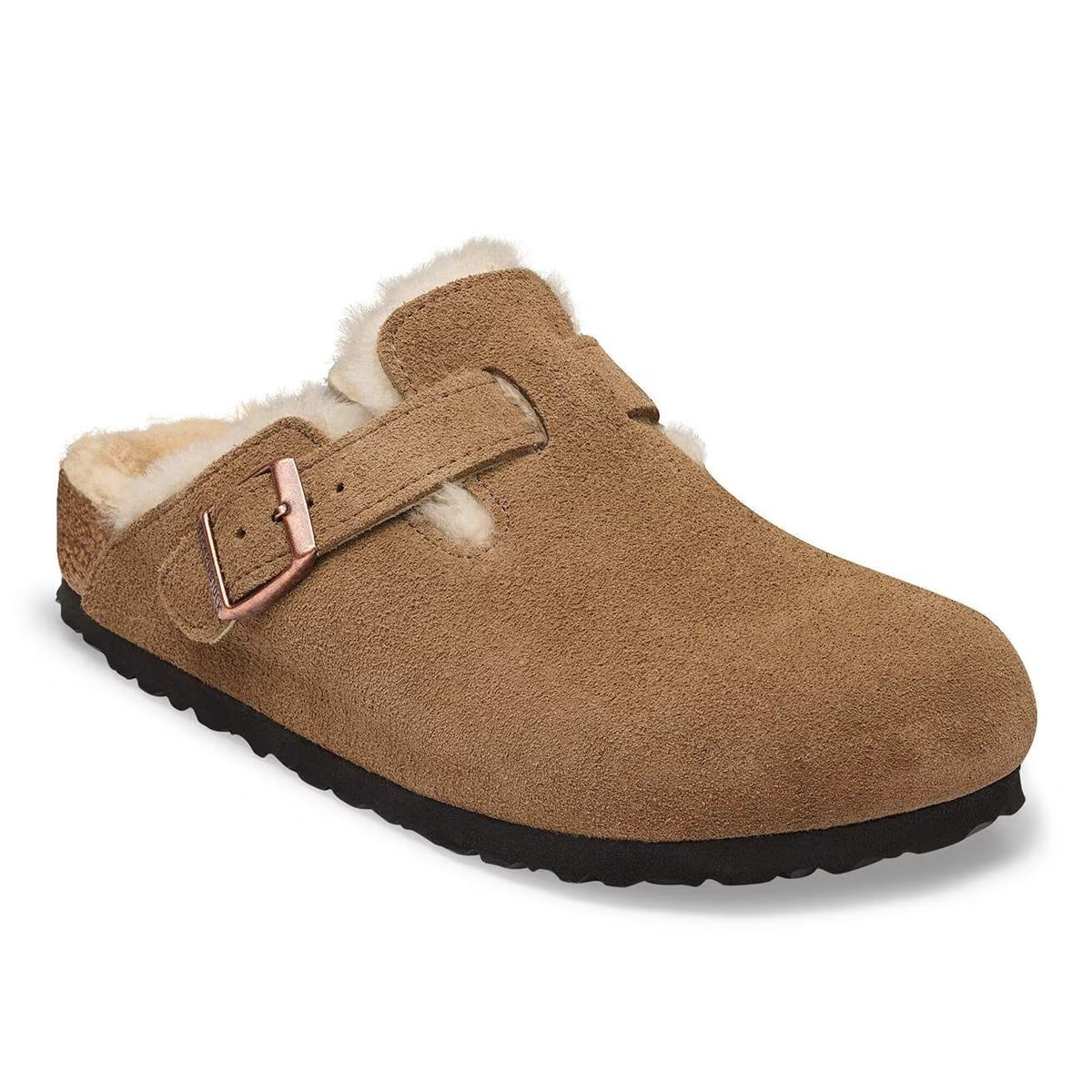 BIRKENSTOCK Ciabatta Unisex BOSTON SHEARLING SUEDE-Dark Tea