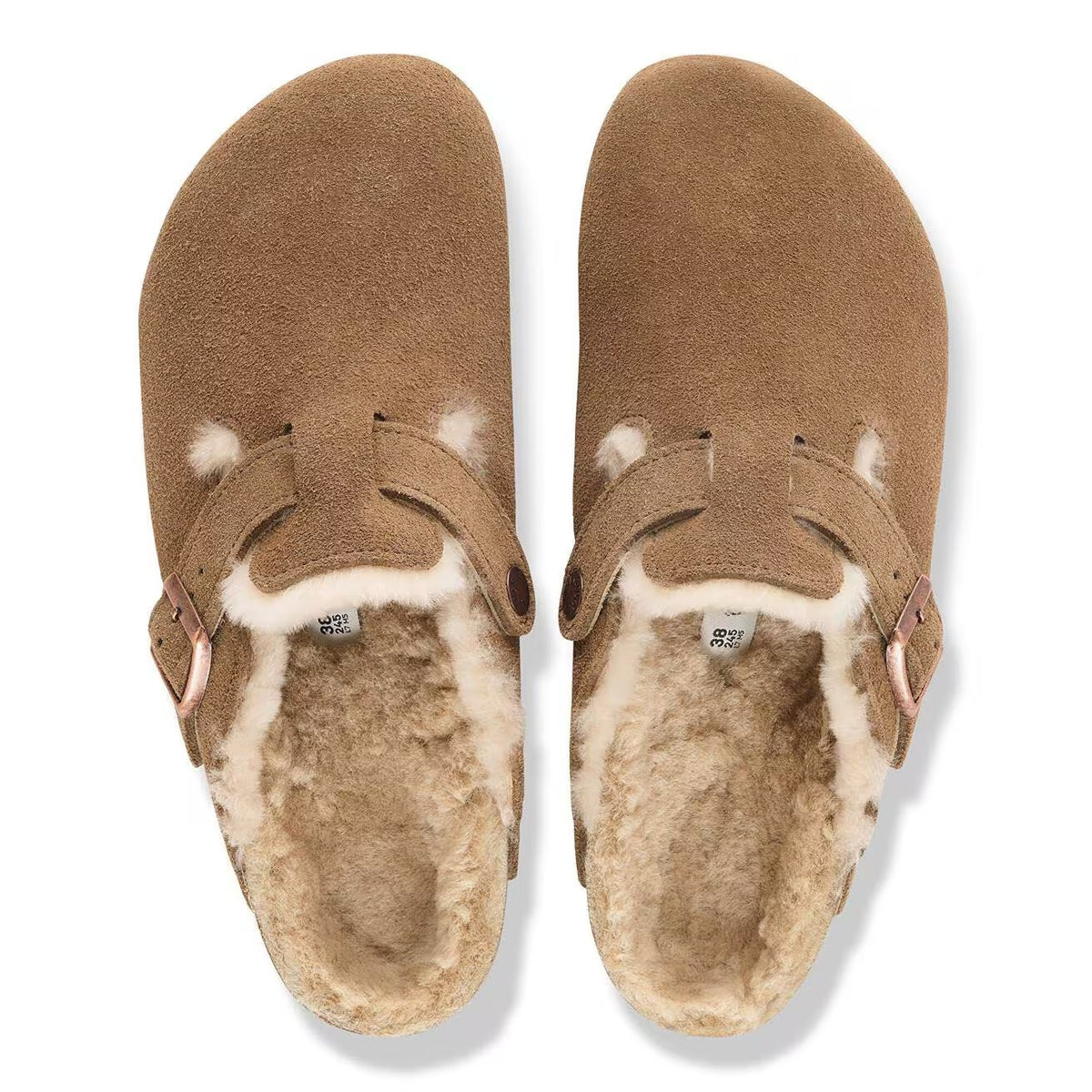 BIRKENSTOCK Ciabatta Unisex BOSTON SHEARLING SUEDE-Dark Tea