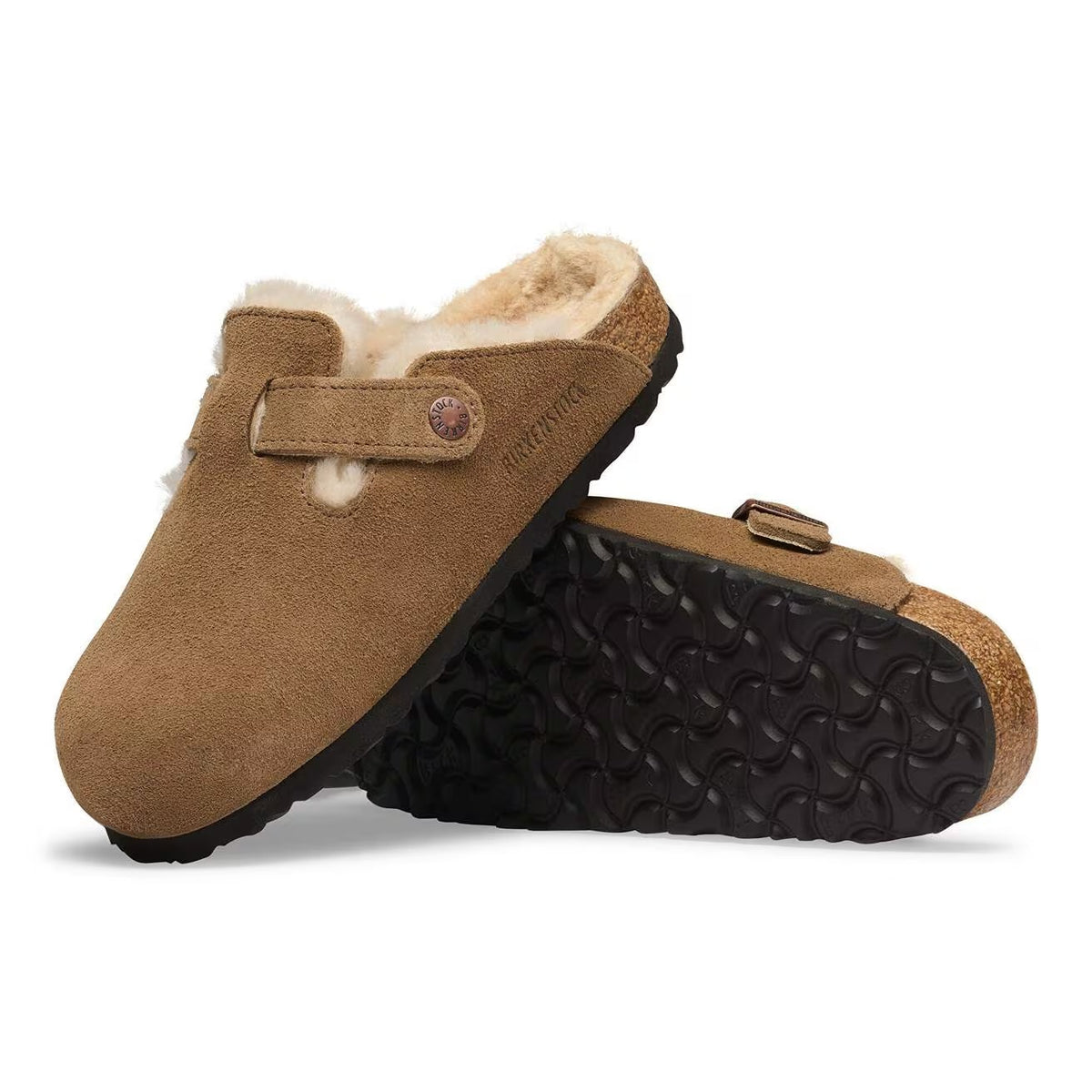 BIRKENSTOCK Ciabatta Unisex BOSTON SHEARLING SUEDE-Dark Tea