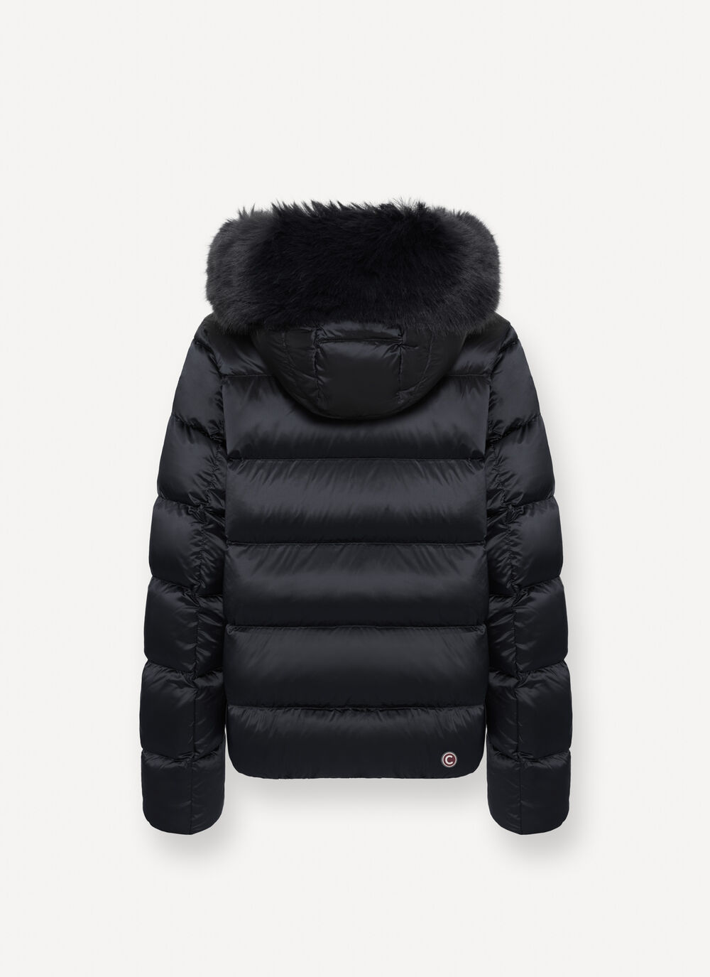COLMAR Piumino Donna Collo Alto Cappuccio Ecopelliccia-Black