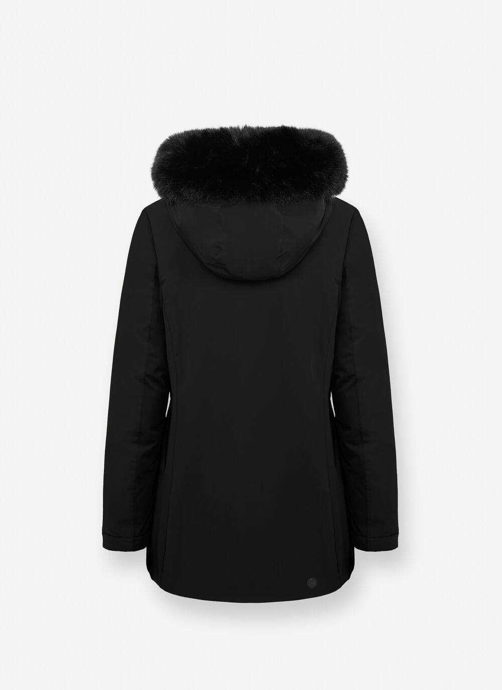 COLMAR Piumino Donna Impermeabile Cappuccio Ecopelliccia-Black