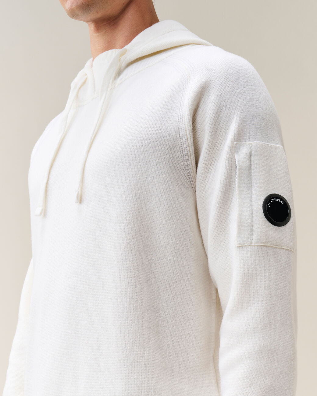 C.P.COMPANY Felpa Uomo Lambswool Lens-Gauze White
