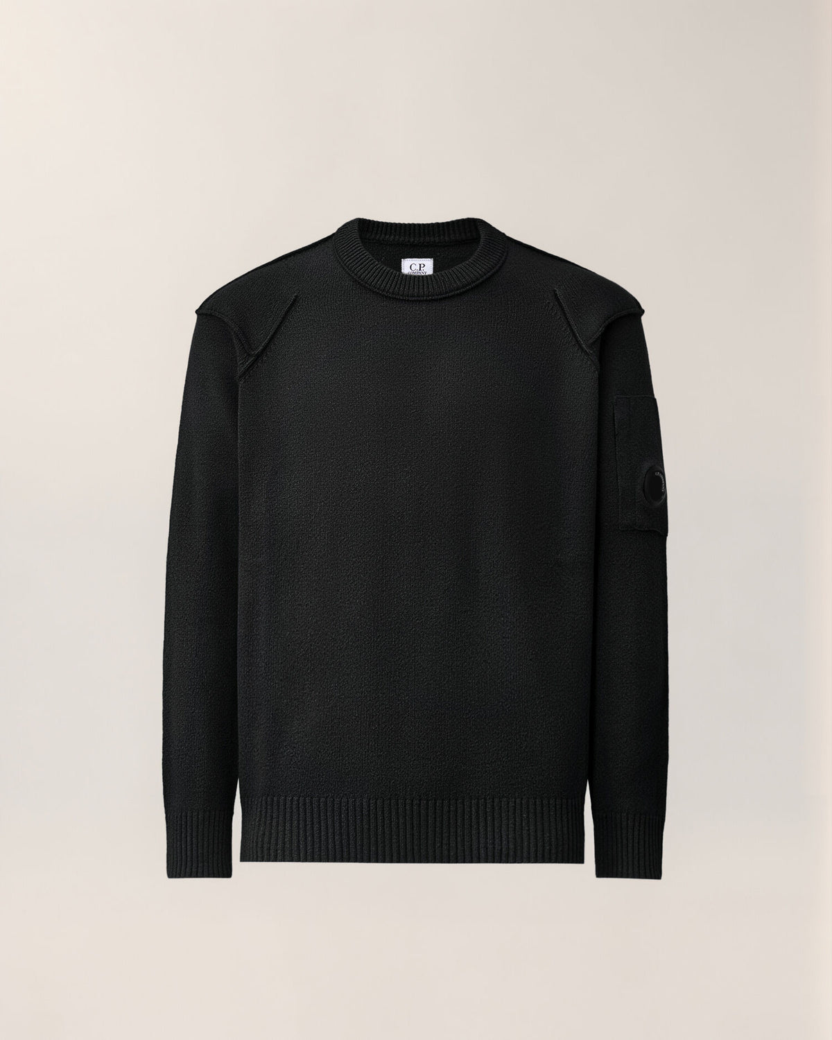 C.P. COMPANY Maglione Uomo Lambswool Grs Crewneck Lens-Black