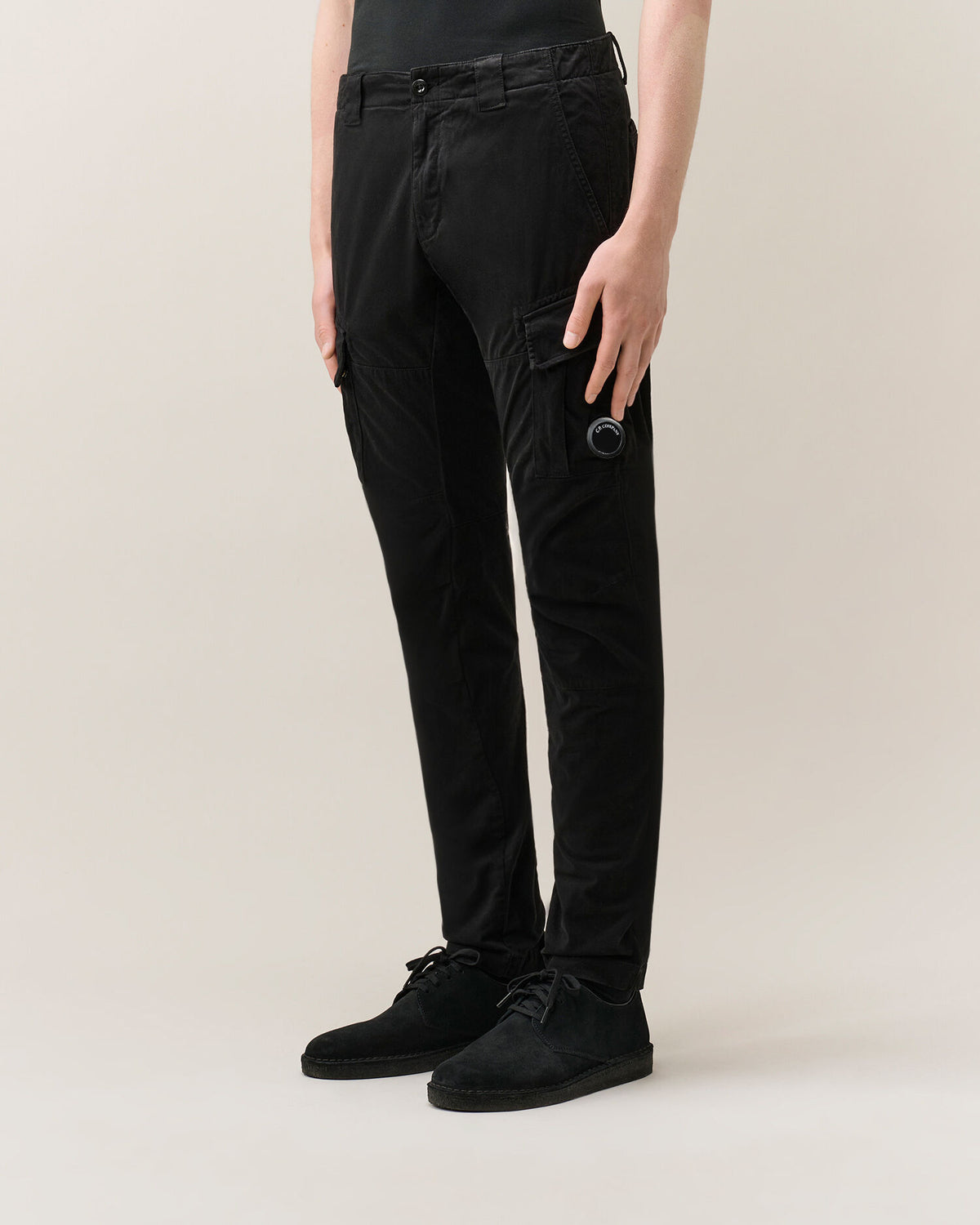 C.P. COMPANY Pantalone Uomo Stretch Sateen Ergonomic Cargo-Black