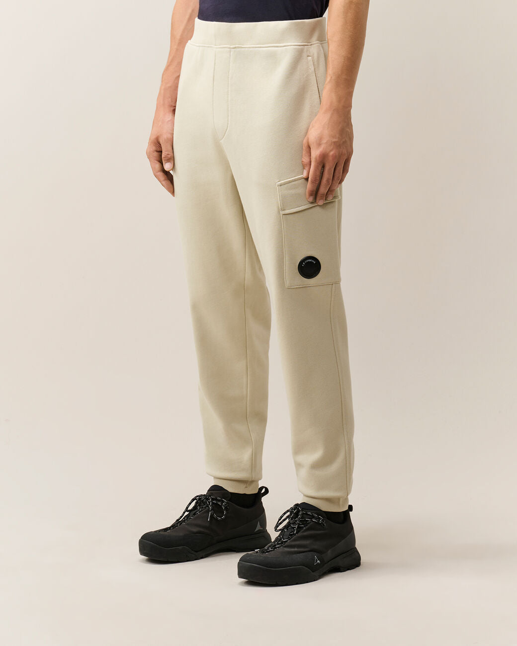 C.P. COMPANY Pantalone Uomo Diagonal Raised Fleece Lens-Silver Birch