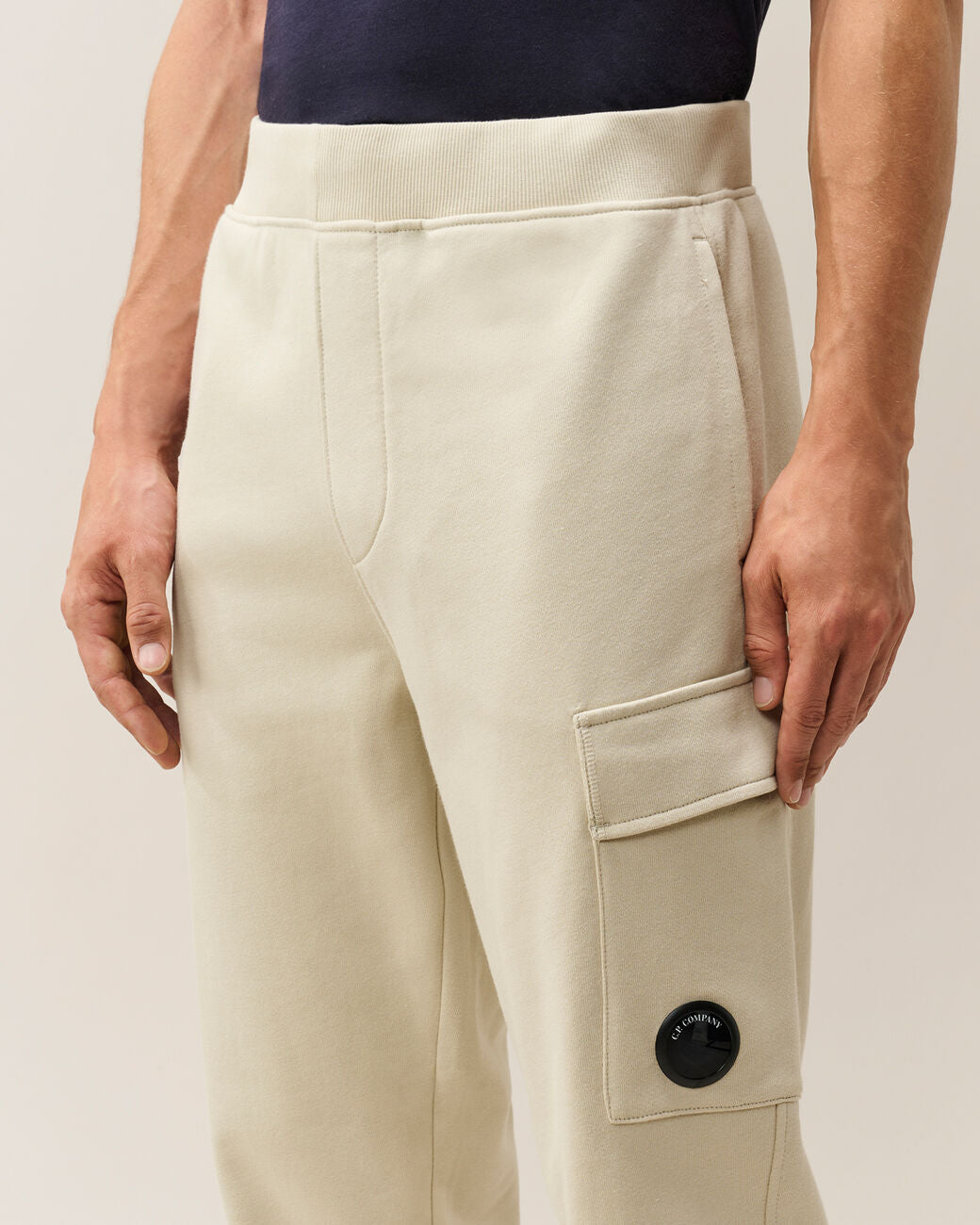 C.P. COMPANY Pantalone Uomo Diagonal Raised Fleece Lens-Silver Birch