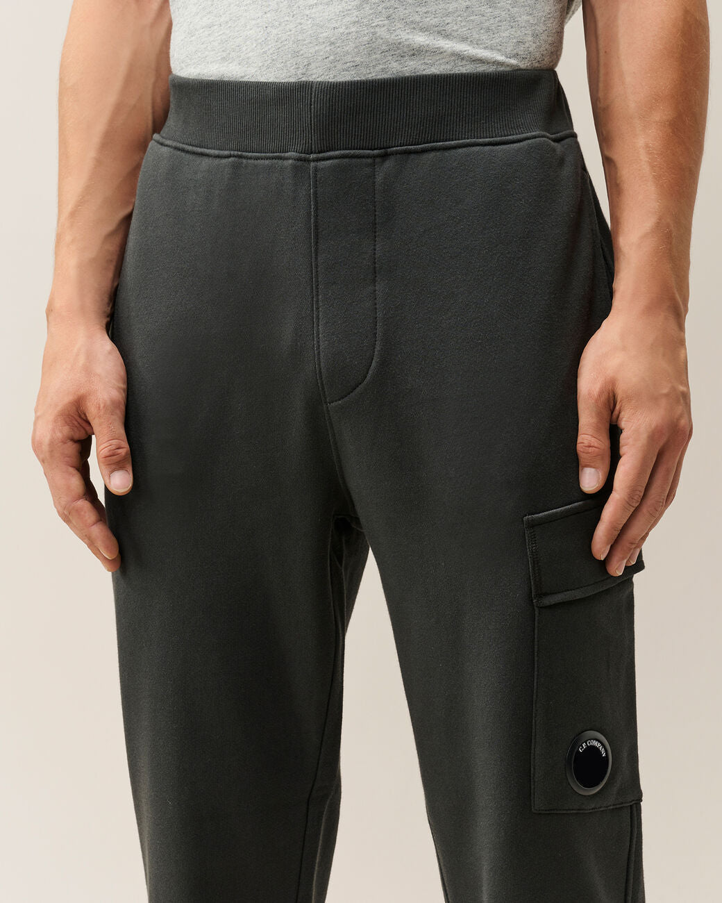 C.P. COMPANY Pantalone Uomo Diagonal Raised Fleece Lens-Raven Grey